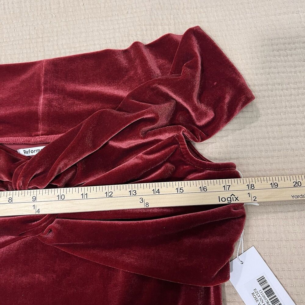 NWT Reformation Velvet Twist Front Top in Deep Burgundy - Picture 11 of 12